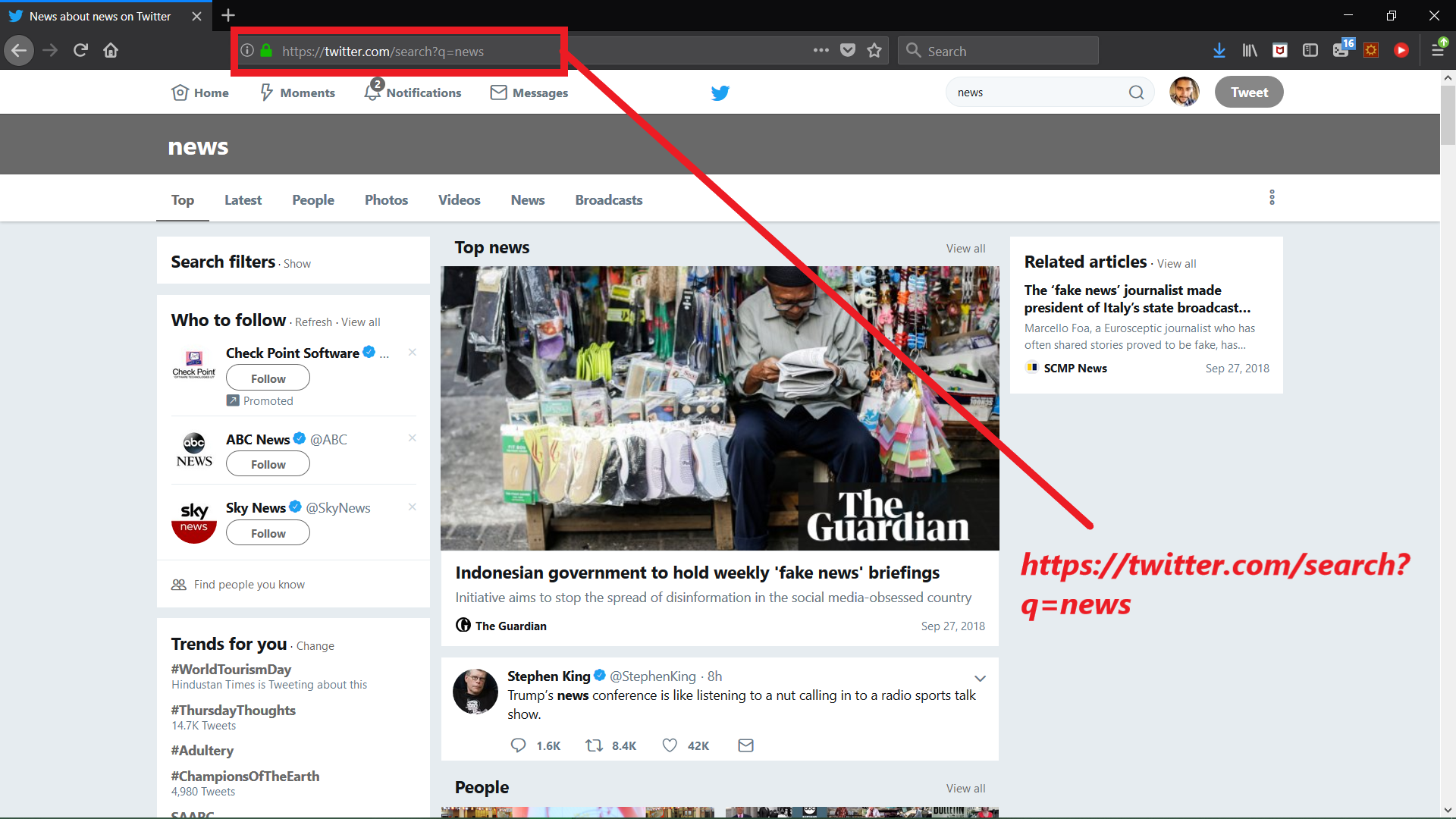 Twitter Search example